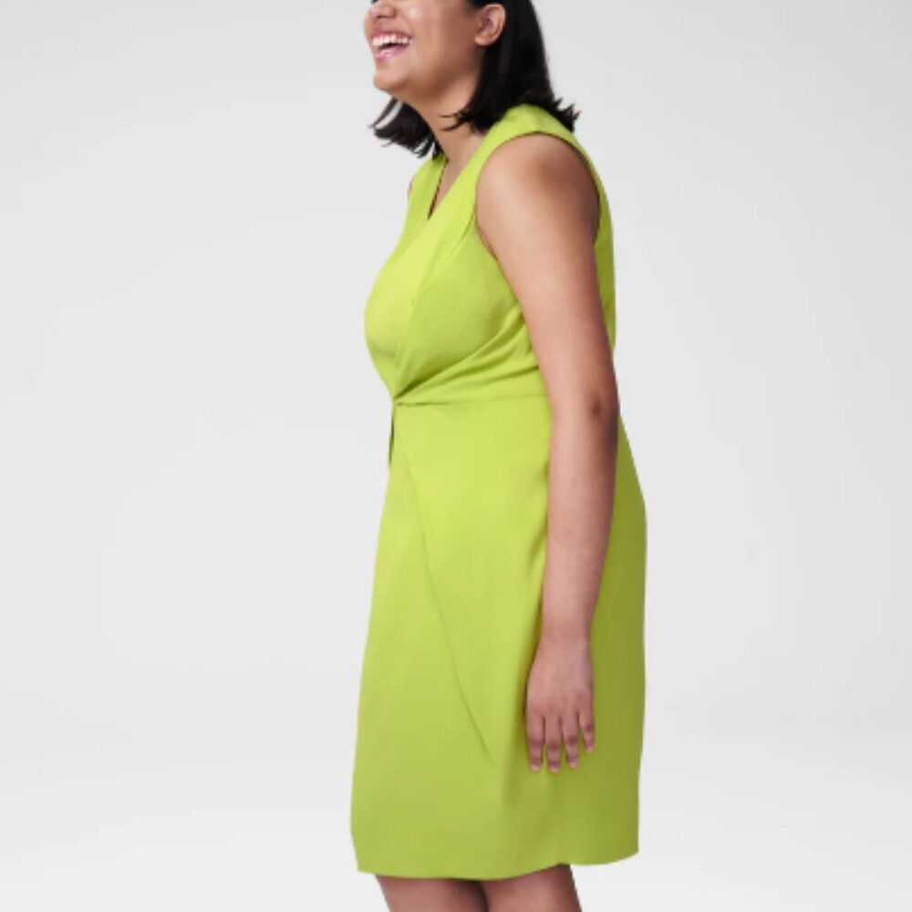Universal Standard Raven V-Neck Dress Lime Green Dress size 14-16 - Picture 3 of 5